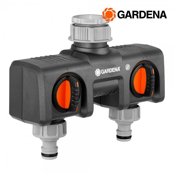 Distribuidor de 2 vías con adaptador ½ pulg - ¾ pulg y 1 pulg, blister